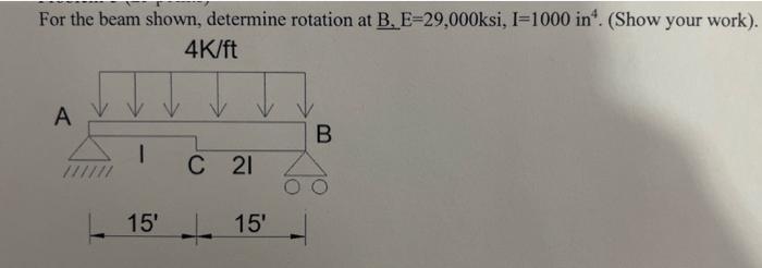 Solved For the beam shown, determine rotation at | Chegg.com