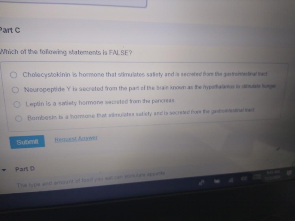 Solved Part Which of the following statements is FALSE? | Chegg.com