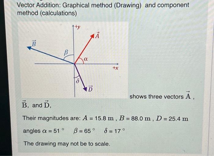 Solved Vector Addition: Graphical method (Drawing) and | Chegg.com