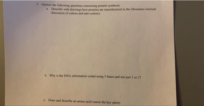 Solved 5. Answer the following questions concerning protein | Chegg.com