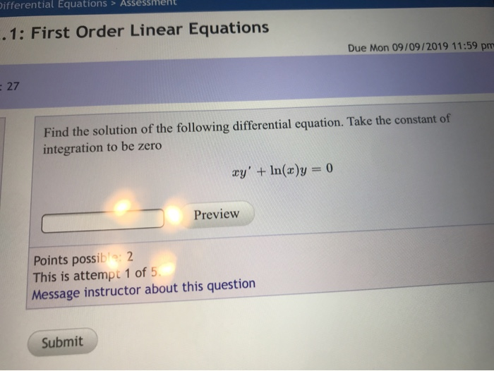 Solved Differential Equations > Assessment .1: First Order | Chegg.com