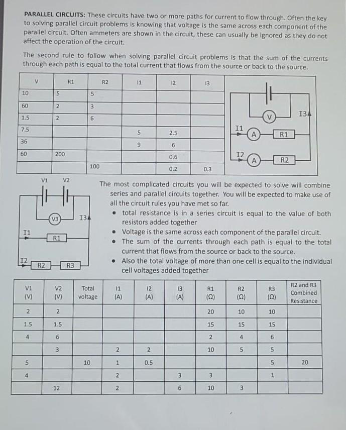 Solved PARALLEL CIRCUITS: These circuits have two or more | Chegg.com