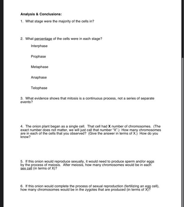 Solved OBSERVING MITOSIS LAB Background: In a growing plant | Chegg.com