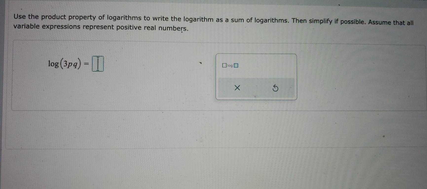 Solved Use the product property of logarithms to write the | Chegg.com