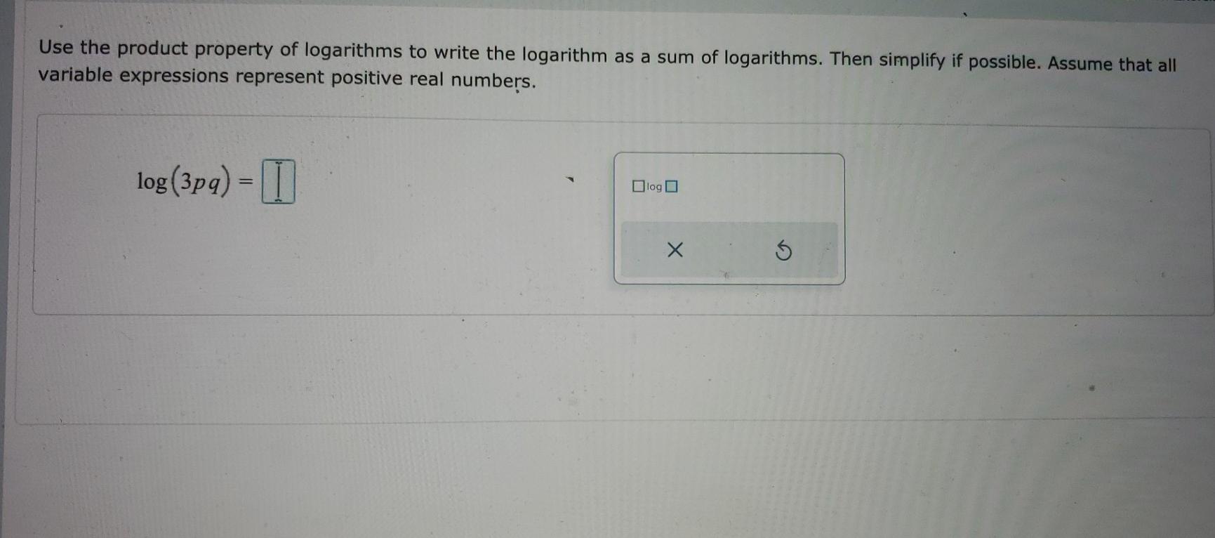 Solved Use The Product Property Of Logarithms To Write The | Chegg.com