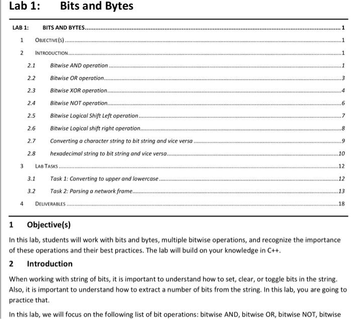 Solved Lab 1: Bits and Bytes LAB 1: 1 1 2 2.1 | Chegg.com