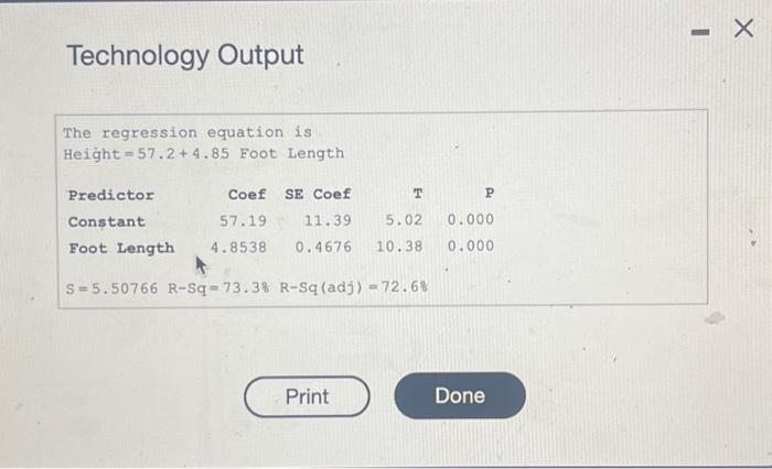 Solved The accompanying technology output was obtained by | Chegg.com