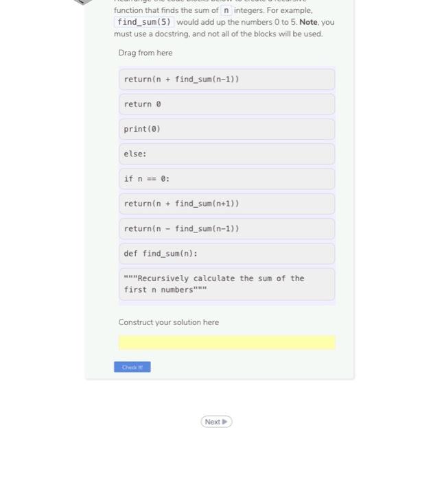 Solved function that finds the sum of n integers. For | Chegg.com