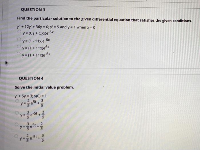 Solved QUESTION 1 Which of the following functions solves | Chegg.com