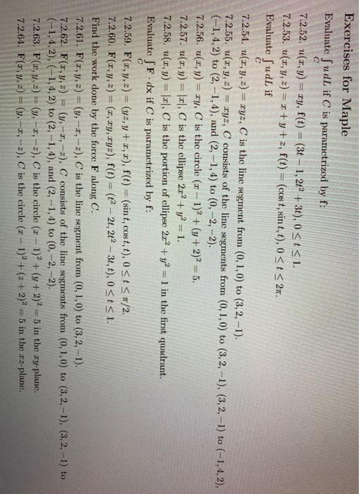 Exercises for Maple Evaluate SudL if C is | Chegg.com