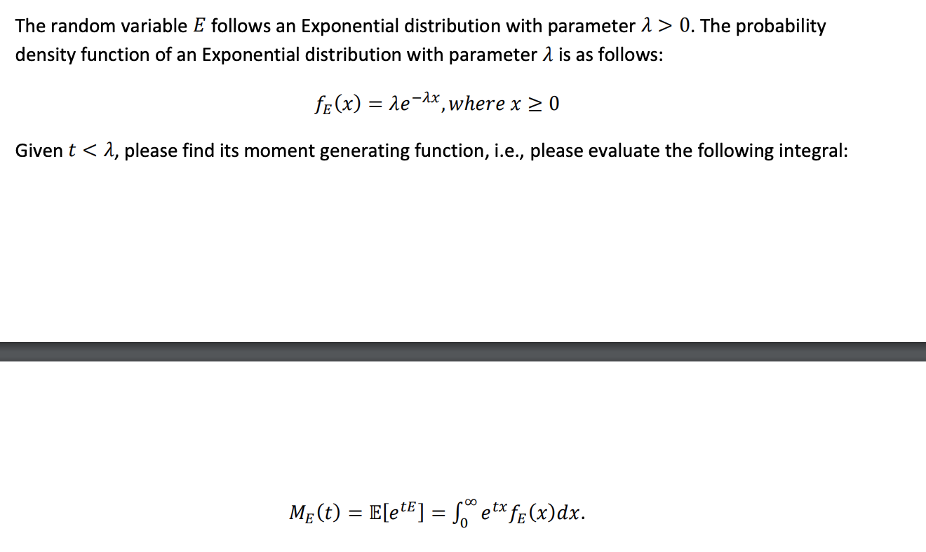 Solved The random variable E follows an Exponential | Chegg.com