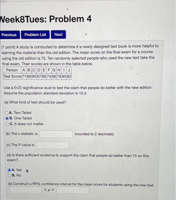 Solved Neek8Tues: Problem 4 Previous Problem List Next (1 | Chegg.com
