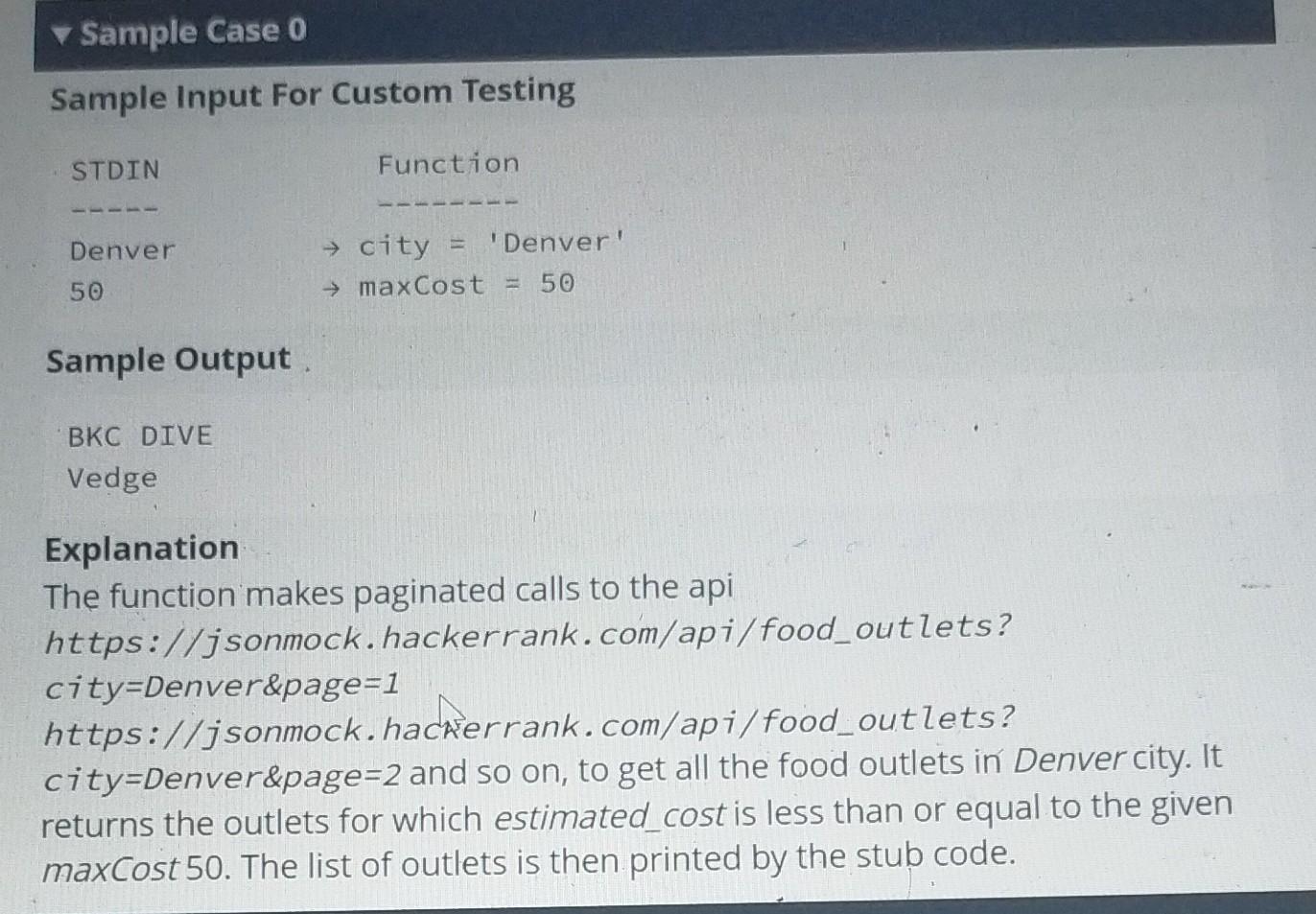 Solved A REST API contains information about food outlets