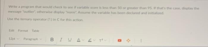 Solved Write a program that would check to see if variable | Chegg.com