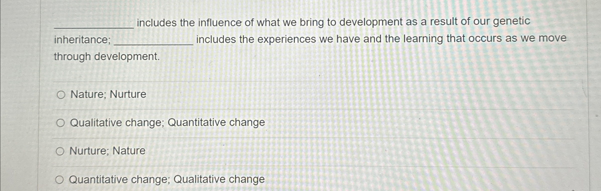 Solved q, ﻿includes the influence of what we bring to | Chegg.com