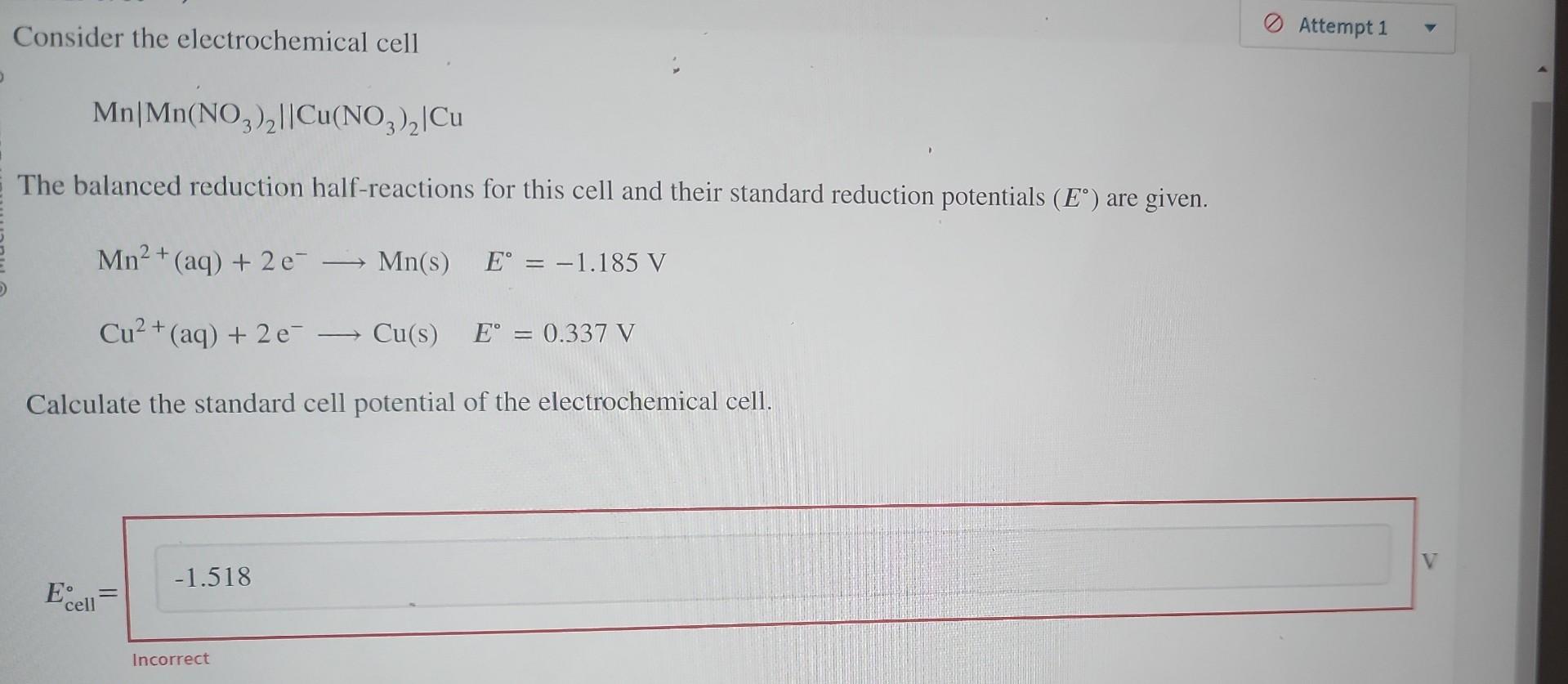 Solved Consider The Electrochemical Cell | Chegg.com