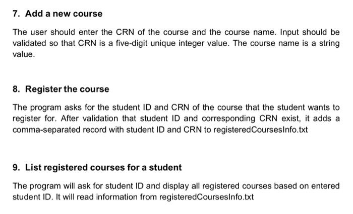 Solved The course Registration System consists of three | Chegg.com image.