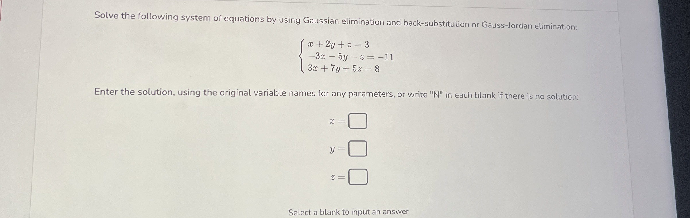 Solved Solve the following system of equations by using | Chegg.com