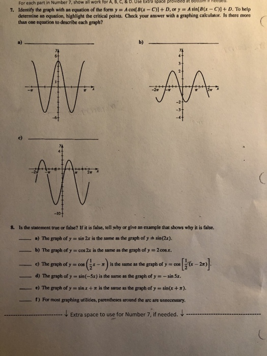 Solved For each part in Number 7, show all work for A, & D. | Chegg.com