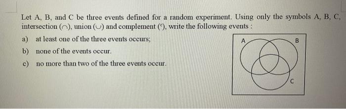 Solved Let A,B, And C Be Three Events Defined For A Random | Chegg.com