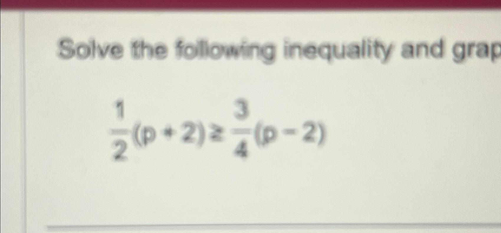 Solved Solve The Following Inequality And | Chegg.com