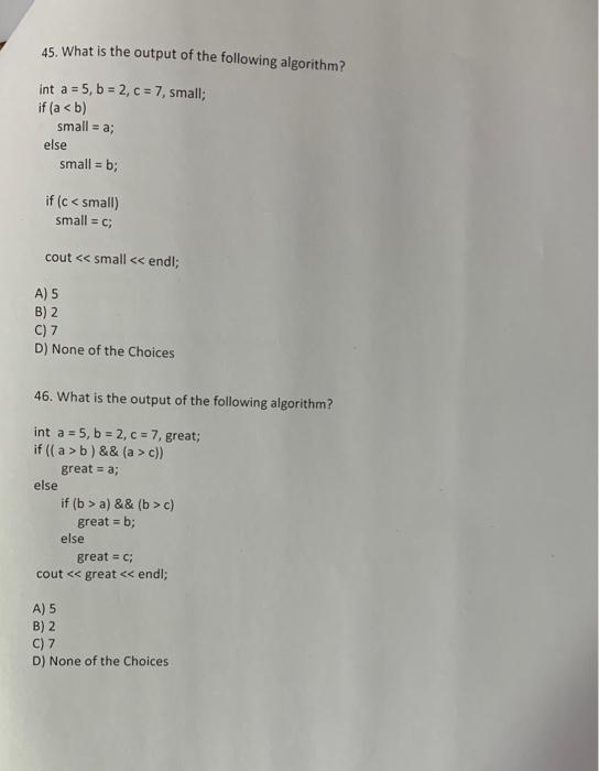 Solved SelfTest 7-Problem Solving \& Algorithms 1. An | Chegg.com