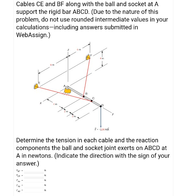 Solved Cables CE And BF Along With The Ball And Socket At A | Chegg.com