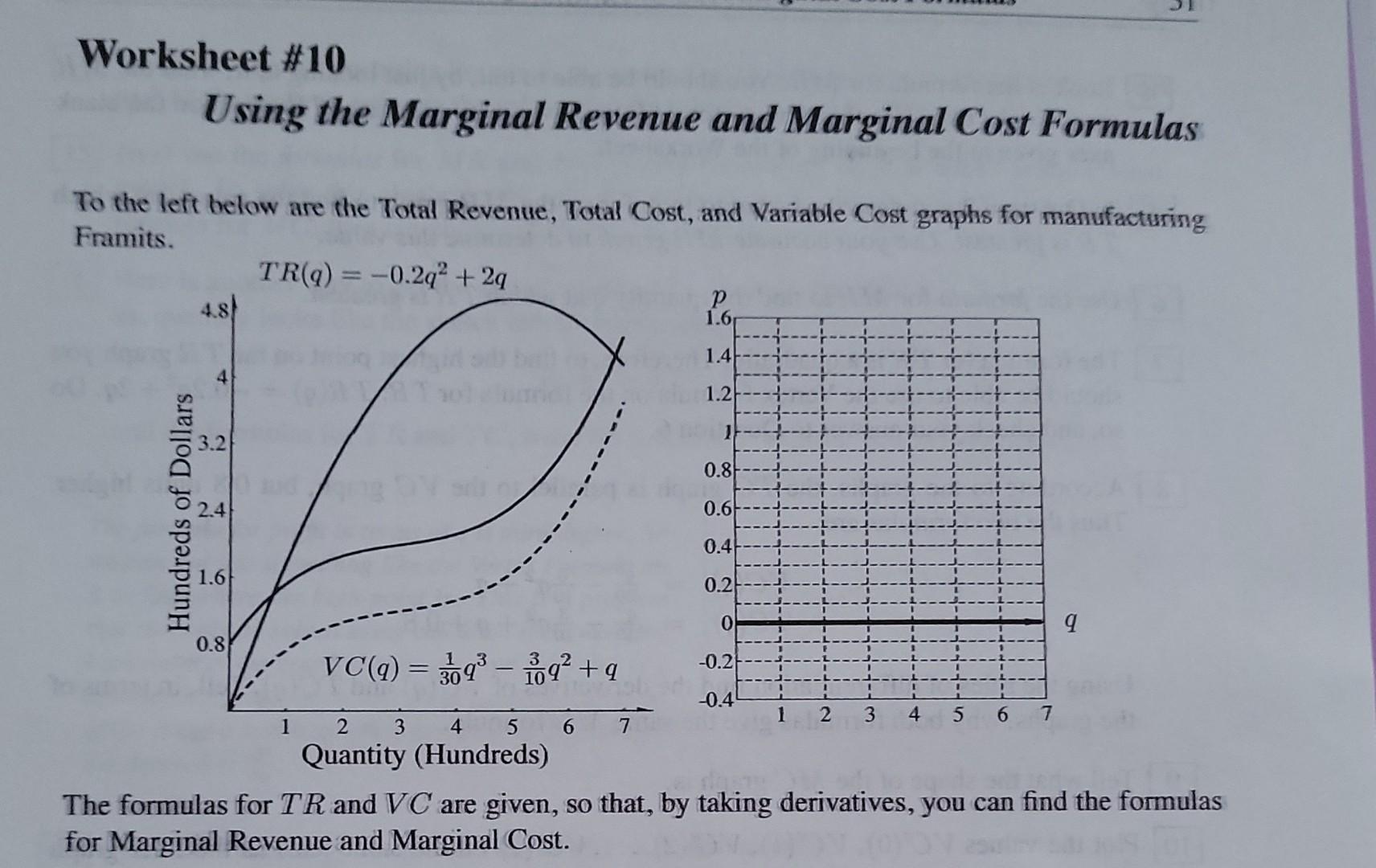Solved Worksheet #10 Using the Marginal Revenue and Marginal | Chegg.com
