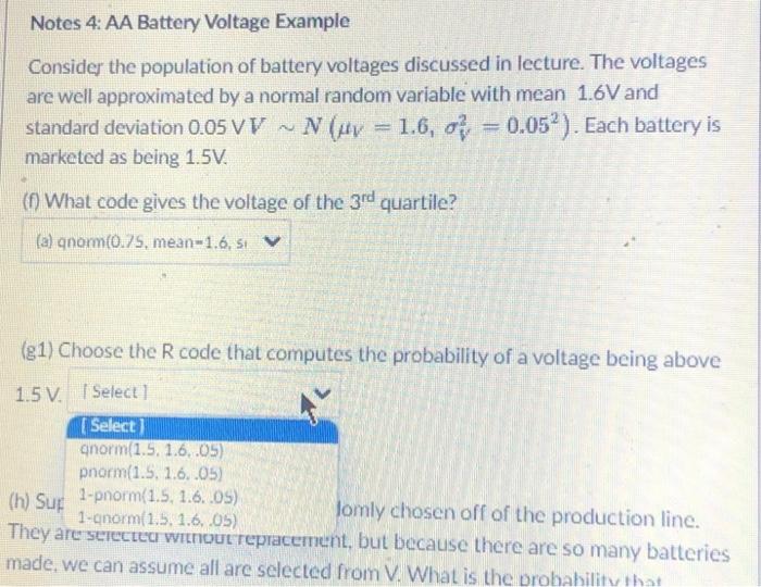 Solved Notes 4 AA Battery Voltage Example Consider the