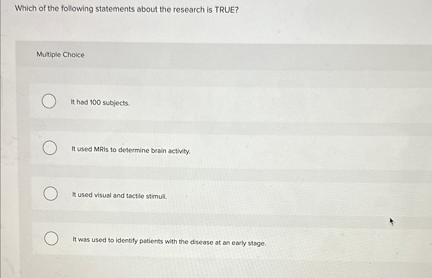 Solved Which of the following statements about the research | Chegg.com