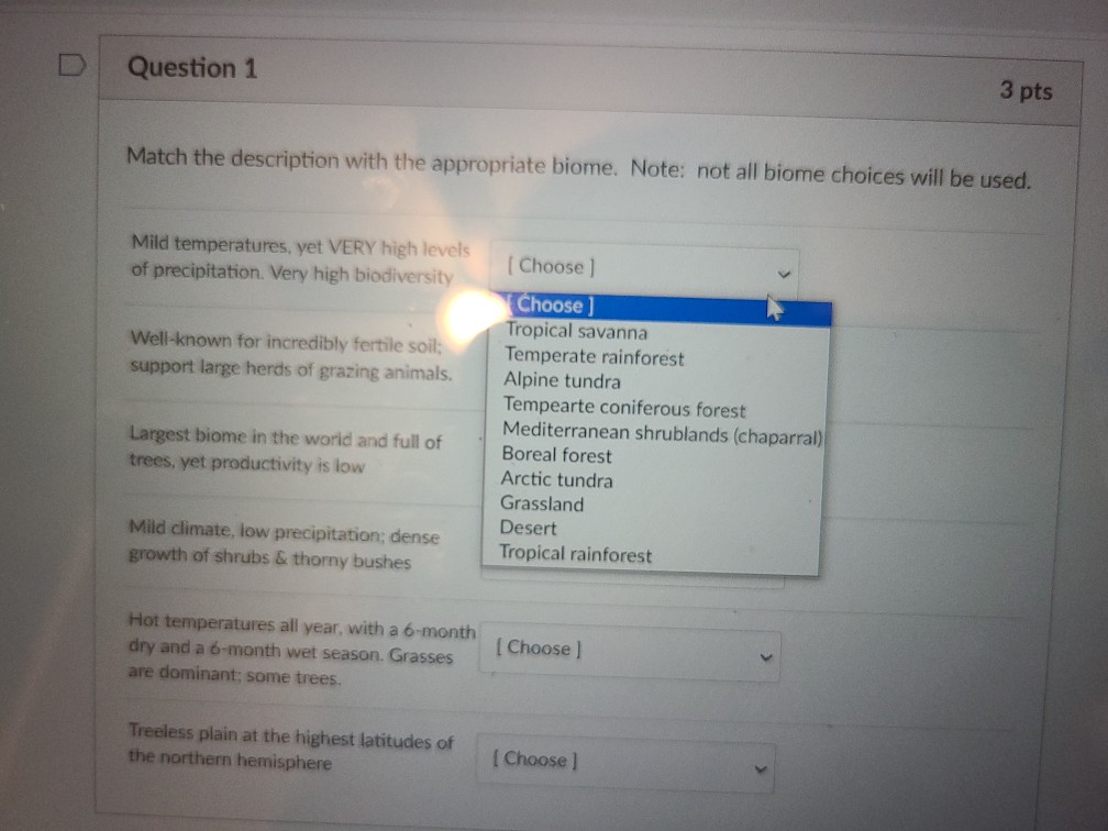 Solved Question 1 3 pts Match the description with the | Chegg.com