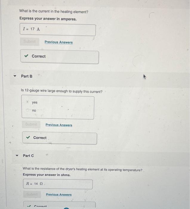 [Solved] The heating element of an electric dryer is rated