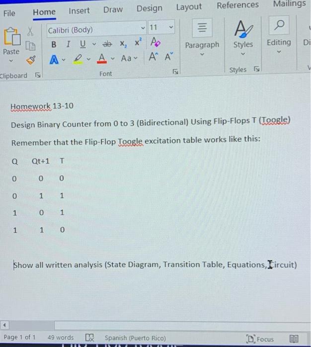 Solved Design Binary Counter From 0 To 3 Using Flip-flops T | Chegg.com