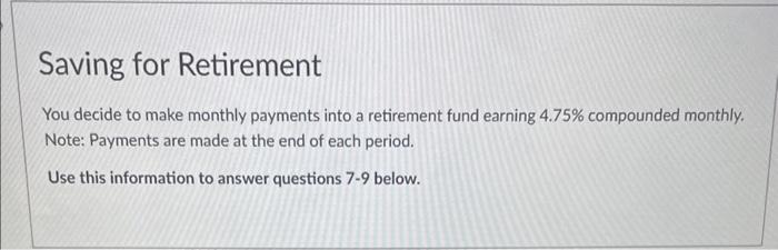 Solved Use The Saving For Retirement Information Above To | Chegg.com