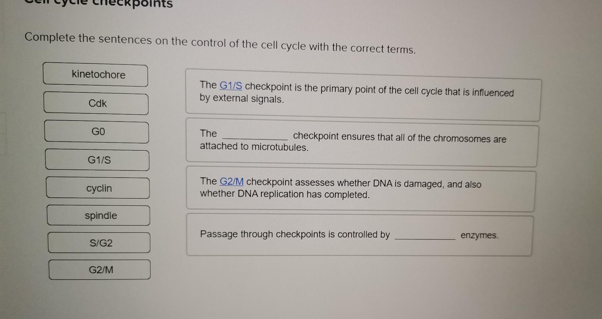 Solved Complete The Sentences On The Control Of The Cell