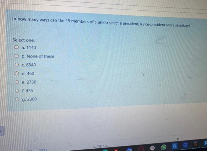 Solved In how many ways can the 15 members of a union select | Chegg.com