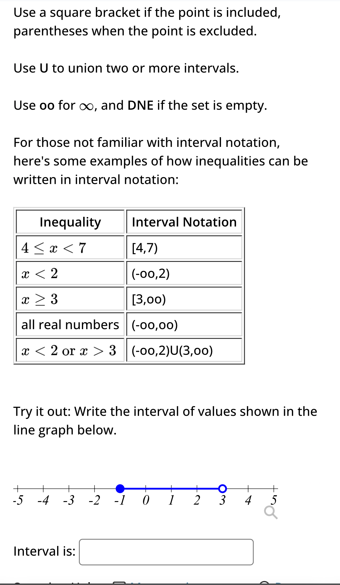 Solved Use a square bracket if the point is included, | Chegg.com