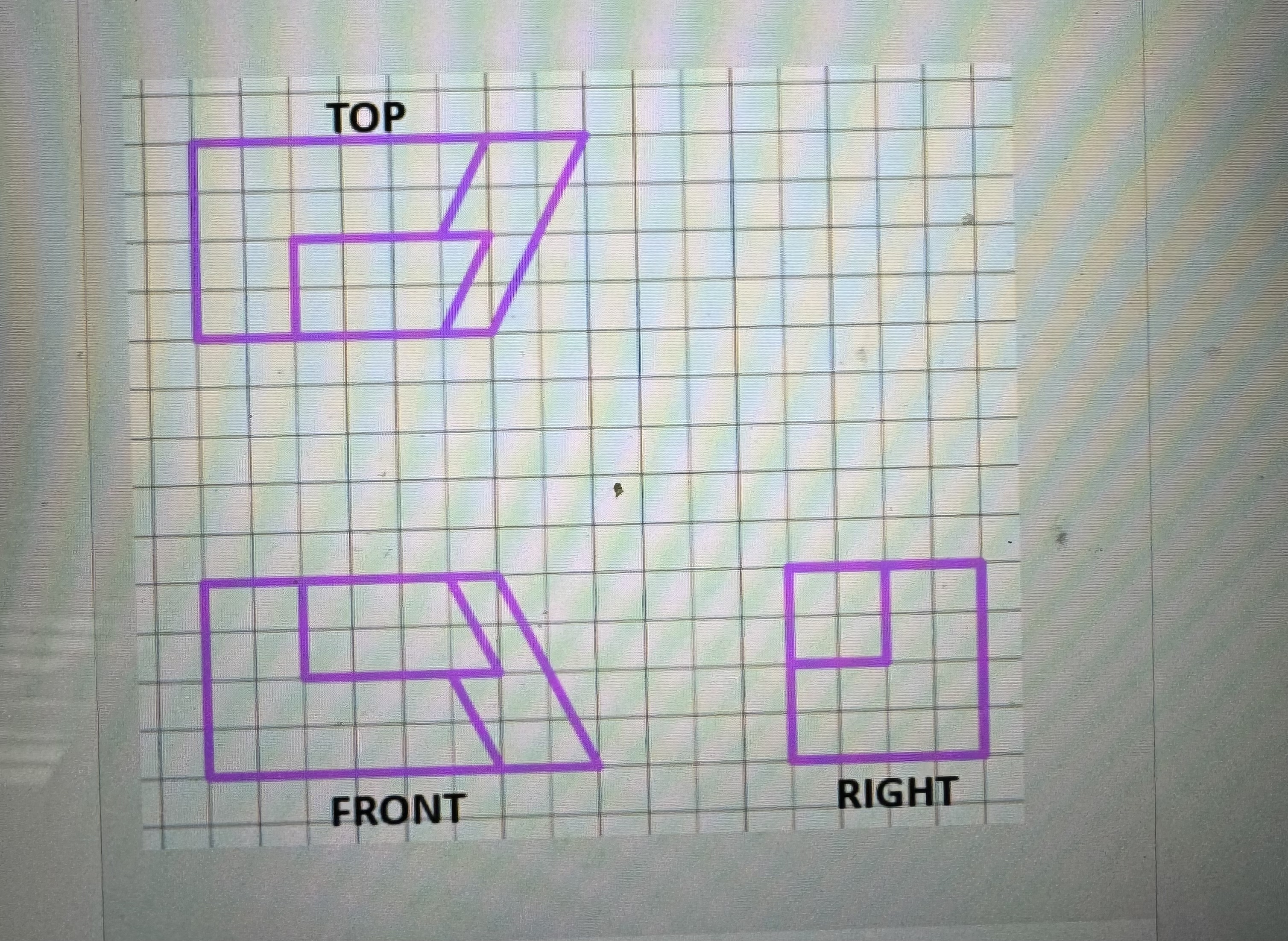 Solved Given the front, right, and top view sketch the | Chegg.com