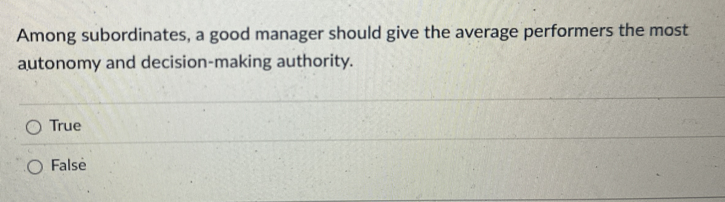 Solved Among subordinates, a good manager should give the | Chegg.com
