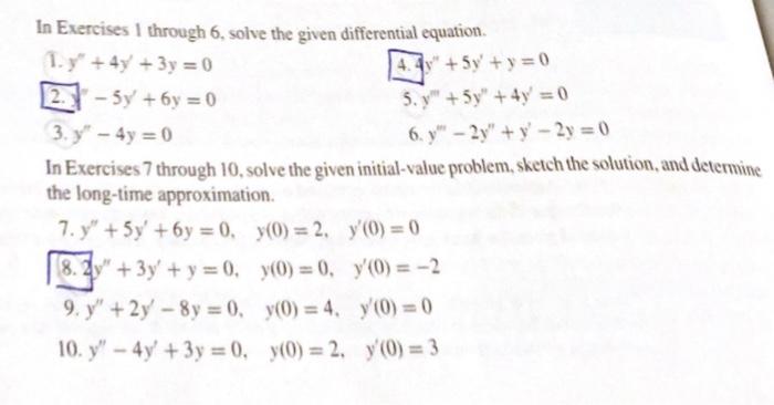 Solved In Exercises 1 through 6 , solve the given | Chegg.com
