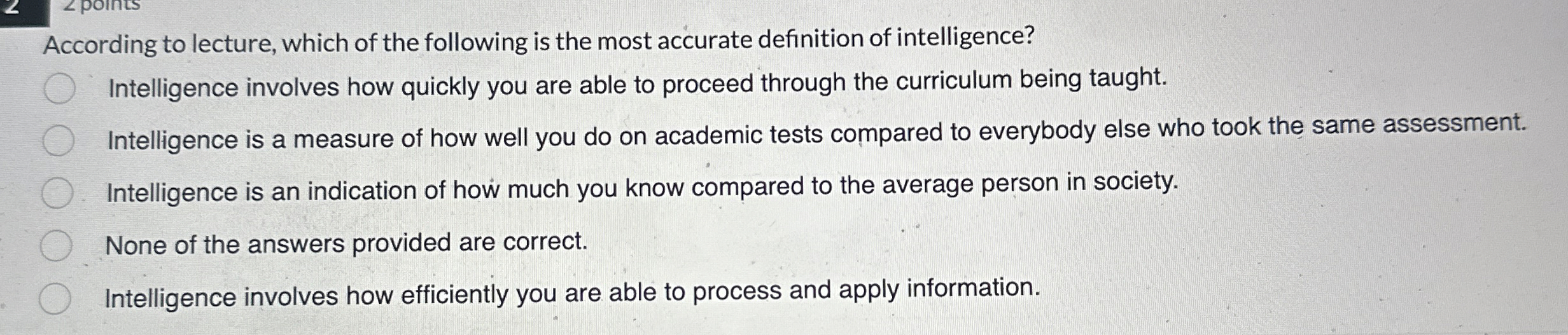 Solved According to lecture, which of the following is the | Chegg.com