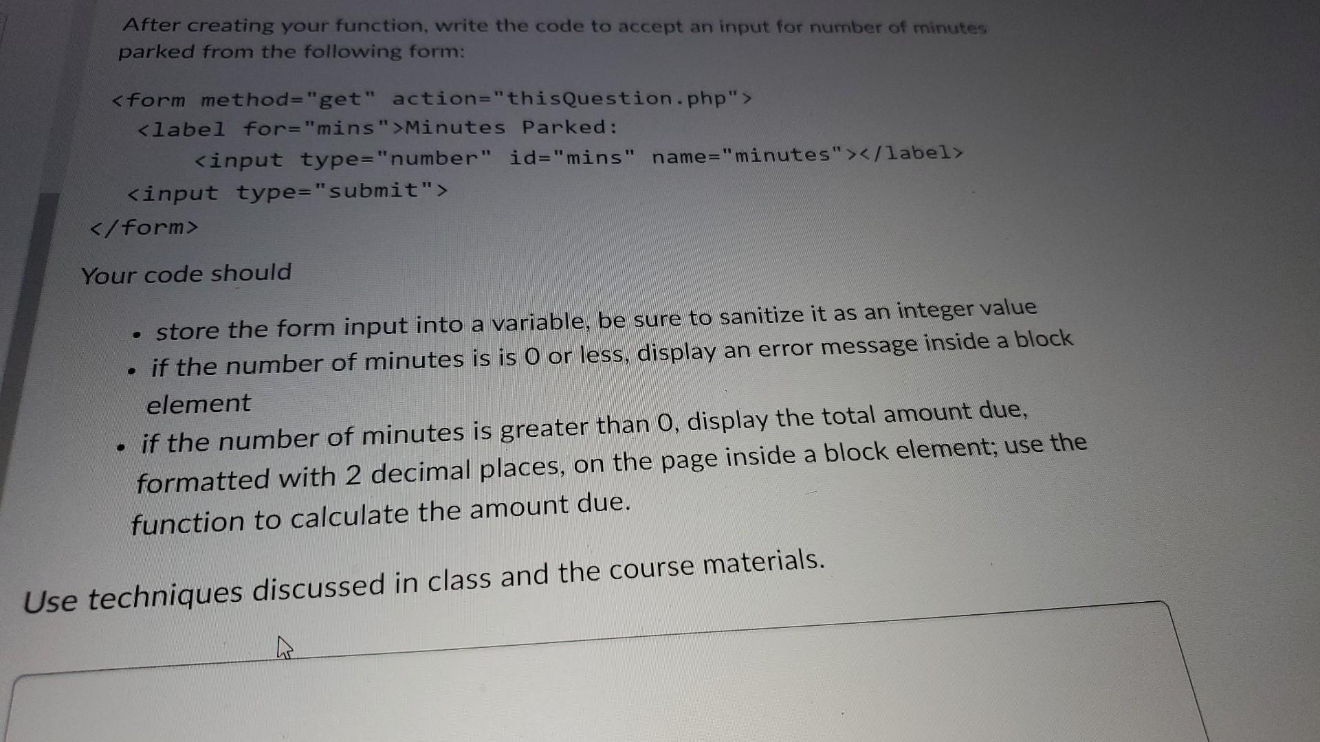 Solved Write a PHP function that calculates the cost of | Chegg.com