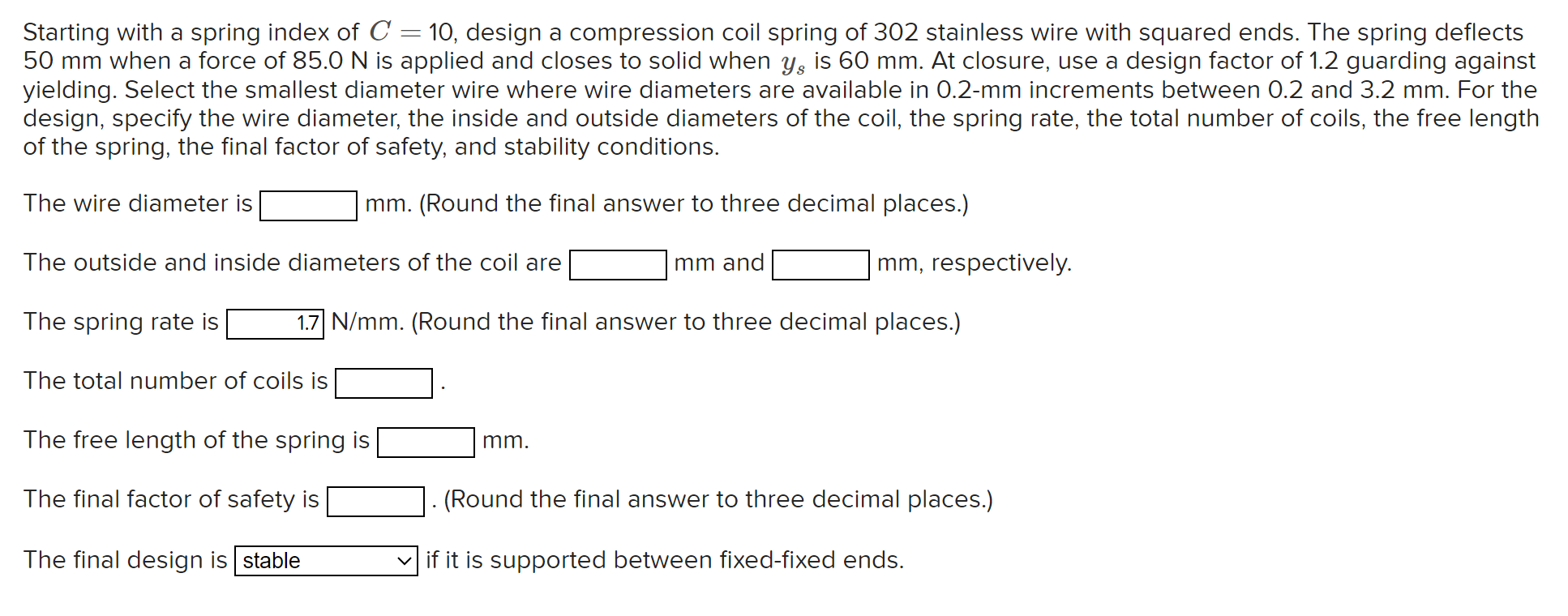 High Quality SOLUTION Starting with a spring index of \( ﻿C=10 ...