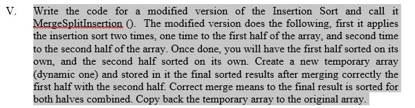 Solved V. Write the code for a modified version of the | Chegg.com