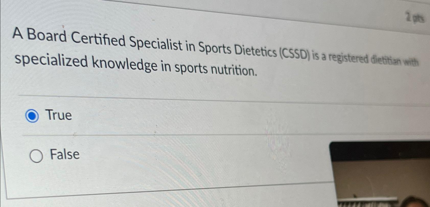 Solved A Board Certified Specialist in Sports Dietetics