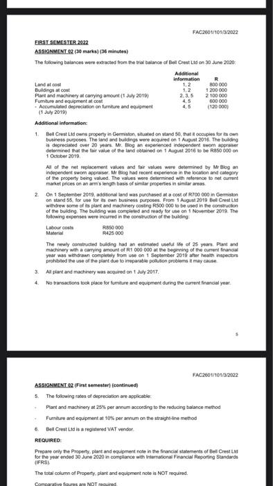 Solved 2.3.5 4.5 FIRST SEMESTER 2022 ASSIGNMENT 02 (30 | Chegg.com