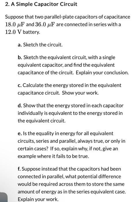 Solved A Simple Capacitor Circuit pose that two | Chegg.com