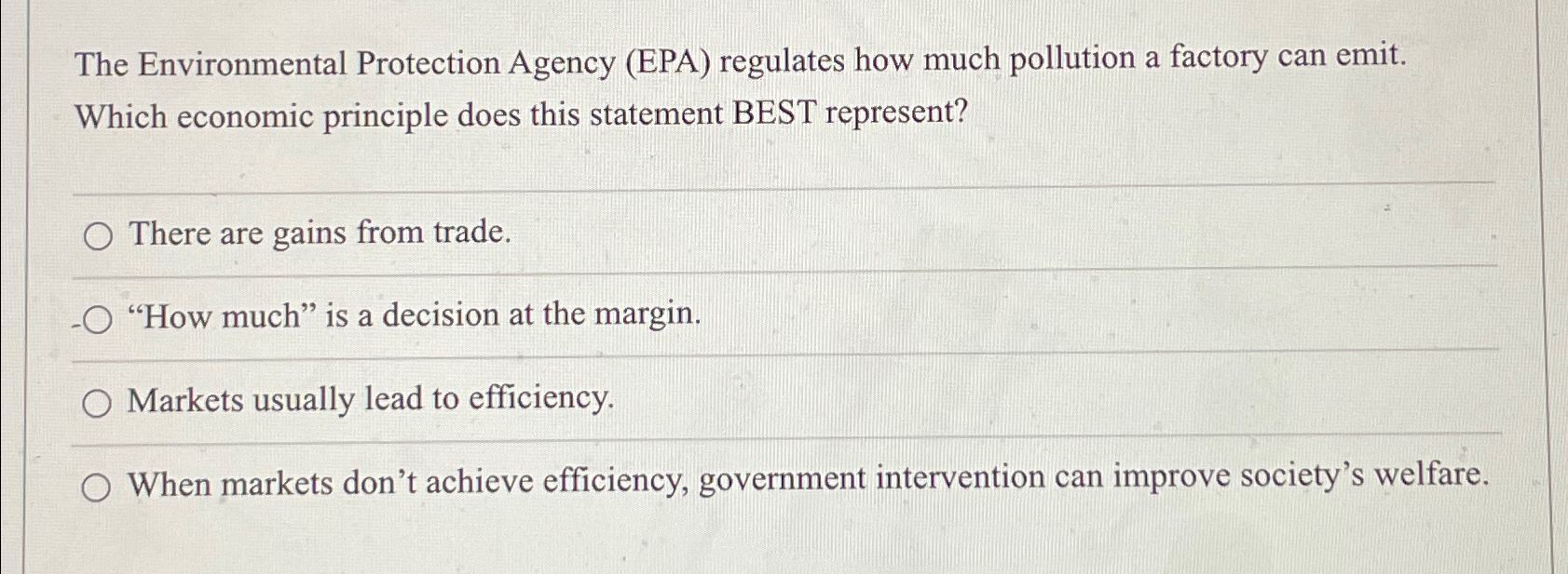 Solved The Environmental Protection Agency (EPA) ﻿regulates | Chegg.com