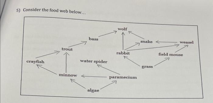 Solved 5) Consider the food web below... d) What would be Biology Diagrams