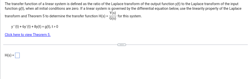 Solved The transfer function of a linear system is defined | Chegg.com